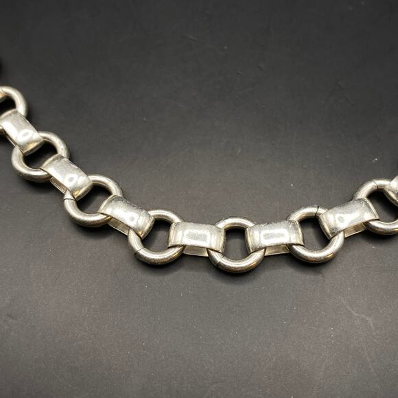 Signed MADEWELL Chunky Chain Choker Necklace Bold Linked Silver Tone 16" +3" - Picture 4 of 6